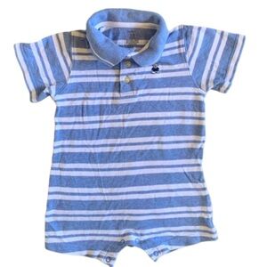 Carters Striped Blue Teddy Bear Short Onesie